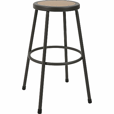 Lorell Metal Shop Stool Wood, Medium Density Fiber (MDF) Seat Material - Light Gray - Metal - 1 Each (LLR83082)