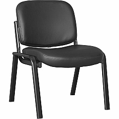 Lorell Deluxe Guest Seating Deluxe 4-Leg Guest Chair without Arms Leather, Plywood Seat Material - Leather, Plywood Back Material - Powder Coated Frame Color - Metal Frame Material - Four-legged Base - Black - 1 Each (LLR84595)