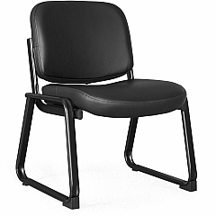 Lorell Deluxe Guest Seating Standard Guest Chair without Arms Plywood, Leather Seat Material - Plywood, Leather Back Material - Powder Coated Frame Color - Metal Frame Material - Sled Base - Black - 1 Each (LLR84597)