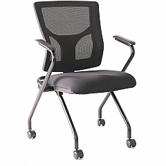 Lorell Conjure Mesh Training Chairs with Arms Polyurethane, Molded Foam, Fabric Seat Material - Black - Armrest - 2 / Carton (LLR62019)