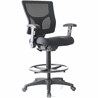 Lorell Conjure Office Stool Fabric, Polyurethane, Molded Foam Seat Material - Black - Armrest - 1 Each (LLR62021)