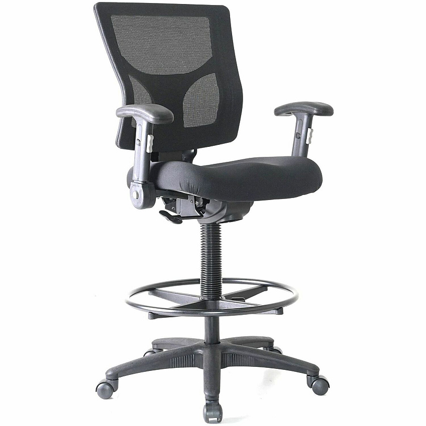 Lorell Conjure Office Stool Fabric, Polyurethane, Molded Foam Seat Material - Black - Armrest - 1 Each (LLR62021)