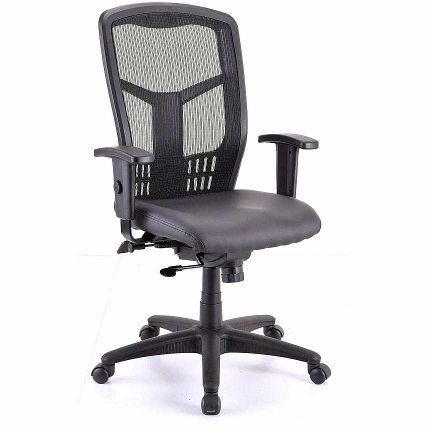 Lorell Executive High-back Swivel Chair Vinyl Seat Material - High Back - 5-star Base - Black - Armrest - 1 Each (LLR86245)