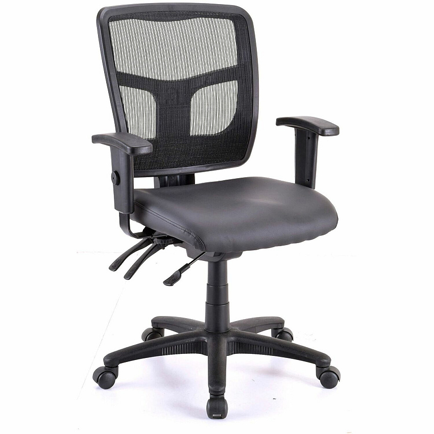 Lorell Executive Antimicrobial Mid-back Chair Vinyl Seat Material - Black Frame Color - Mid Back - 5-star Base - Black - Armrest - 1 Each (LLR86241)