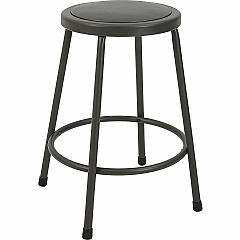 Lorell Metal Shop Stool Vinyl Seat Material - Light Gray - Metal - 1 Each (LLR83081)