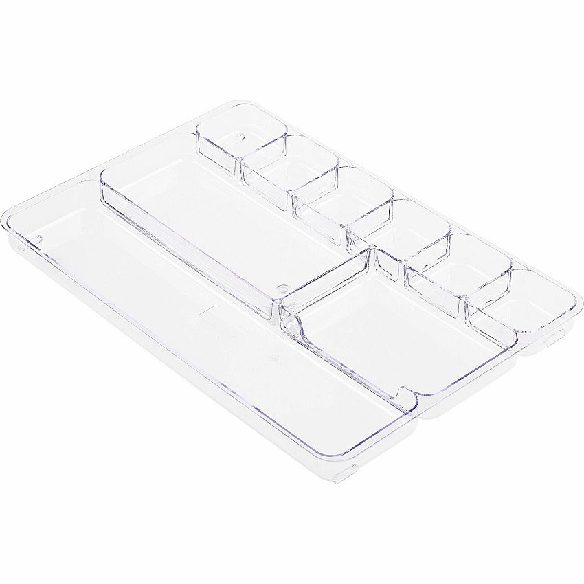 Lorell Drawer Tray Organizer 9 Compartment(s) - 1.18" Height x 9.13" Width x 13.98" Length - Clear - Plastic - 1 Each (LLR60007)