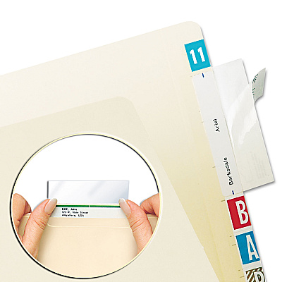 Tabbies Self-Adhesive Label/File Folder Protector, Top Tab, 3 1/2 x 2, Clear, 500/Box (58385)
