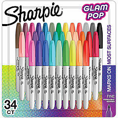 Sharpie Glam Pop Permanent Markers Assorted Ink - 34 / Pack (2185331) Sharpie Glam Pop Permanent Markers Assorted Ink - 34 / Pack (2185331)