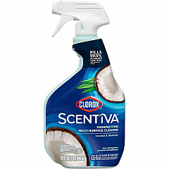 Clorox Scentiva Multi-Surface Cleaner For Multi Surface, Home, Multipurpose - Spray - 32 fl oz (1 quart) - Coconut & Water Lily Scent - Bleach-free, Disinfectant, Long Lasting, Freshen, Deodorize - Blue - 1 Each (60521)