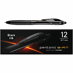 Pentonic Retractable Ballpoint Pens 0.7 mm Fine Pen Point - Retractable - Black Ink - Nickel Silver Tip - 12 / Dozen (PEN12120)