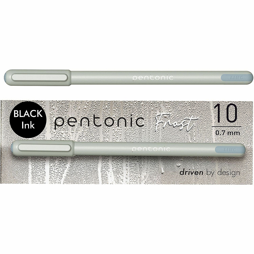 Pentonic Frosted Barrel Ballpoint Pens 0.7 mm Fine Pen Point - Black Ink - Frost, Gray Barrel - 10 / Box (PEN13086)