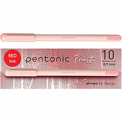 Pentonic Frosted Barrel Ballpoint Pens 0.7 mm Fine Pen Point - Red Ink - Frost, Pink Barrel - 10 / Box (PEN13087)