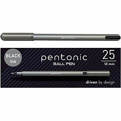 Pentonic Ballpoint Pen Set 1 mm Pen Point - Black Ink - Nickel Silver Tip - 25 / Box (PEN12128)