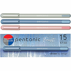 Pentonic Frosted Barrel Ballpoint Pens 0.7 mm Fine Pen Point - Assorted Ink - Frost Barrel - 15 / Box (PEN13088)