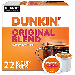 Dunkin Donuts Dunkin'® K-Cup Original Blend Coffee Compatible with Keurig Brewer - Medium - K-Cup - Original - Kosher - 22 / Box (0315) Dunkin Donuts Dunkin'® K-Cup Original Blend Coffee Compatible with Keurig Brewer - Medium - K-Cup - Original - Kosher - 22 / Box (0315)