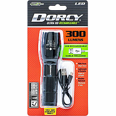 Dorcy 300 Lumen Ultra HD USB Flashlight LED - 300 lm Lumen - 1 - Lithium Ion (Li-Ion) - Battery Rechargeable - Battery, USB - Aluminum - Water Resistant, Impact Resistant, Weather Resistant - Black - 1 Each (414379)
