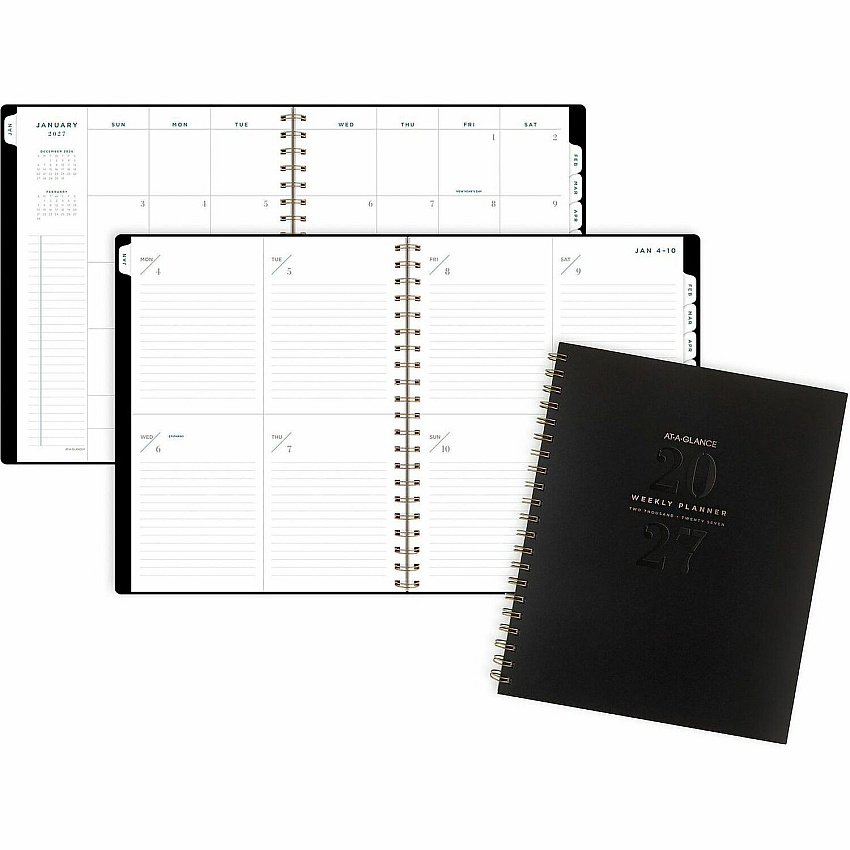 At-A-Glance Signature Lite Weekly Monthly Planner Monthly, Weekly - 12 Month - January 2027 to December 2027 - 1 Week, 1 Month Double Page Layout - 8 1/2" x 11" Sheet Size - Wire Bound - Black - Black Cover - 1 Each (YP905L05)
