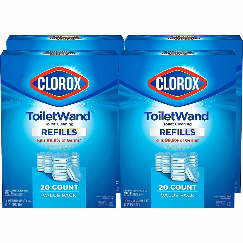 Clorox ToiletWand Disinfecting Scrubbing Pads Toilet Cleaning Refills Blue, White - 20/Bag - 4 / Carton (31049CT)