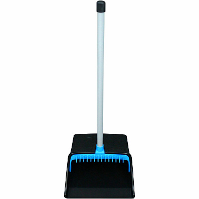 Genuine Joe Lobby Dust Pan 11.50" Wide - Polyvinyl Chloride (PVC) Handle - Blue, Black - 1 Each (GJO85236)