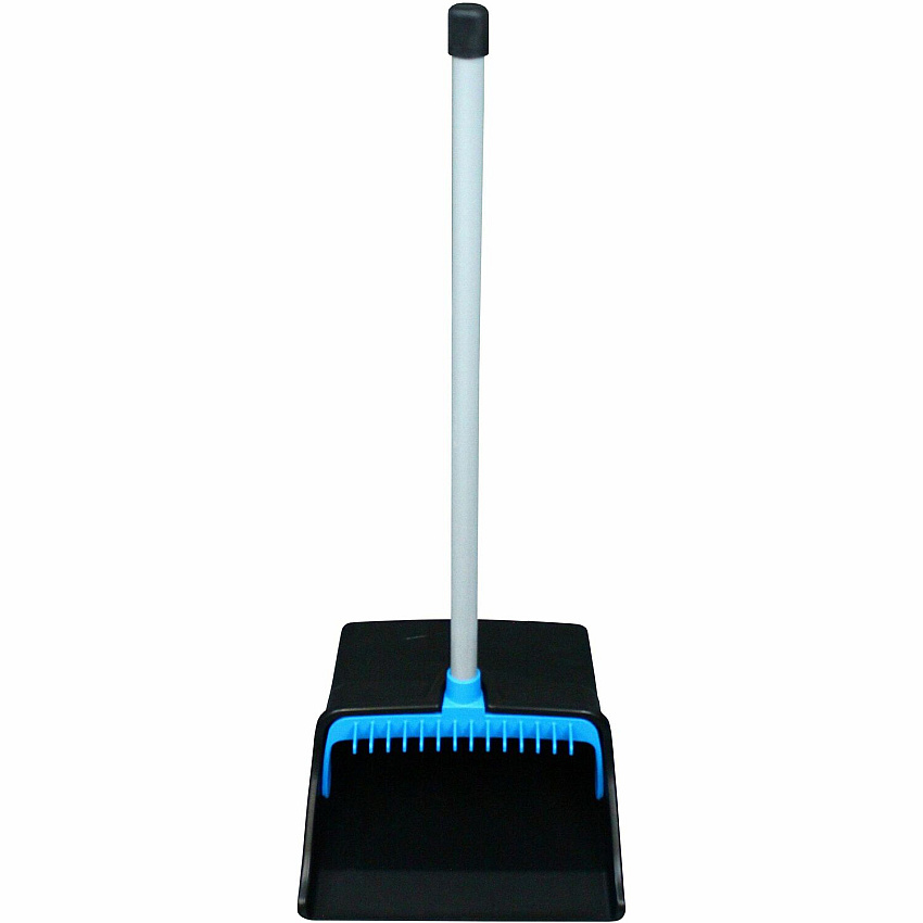 Genuine Joe Lobby Dust Pan 11.50" Wide - Polyvinyl Chloride (PVC) Handle - Blue, Black - 1 Each (GJO85236)