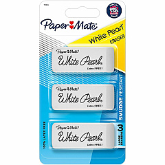 Paper Mate Latex-free White Pearl Eraser White - 3 / Pack - Latex-free, Smudge Resistant (2207845)