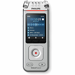 Philips Voice Tracer DVT4110 Digital Voice Recorder [Built-in] Microphone, Speaker, Battery - Omni-directional Microphone - 8 GB Flash Memory - microSD Supported - MP3, WAV, WMA - Stereo - 2147 Hour Recording - USB - Headphone - Microphone - Por (DVT4115)