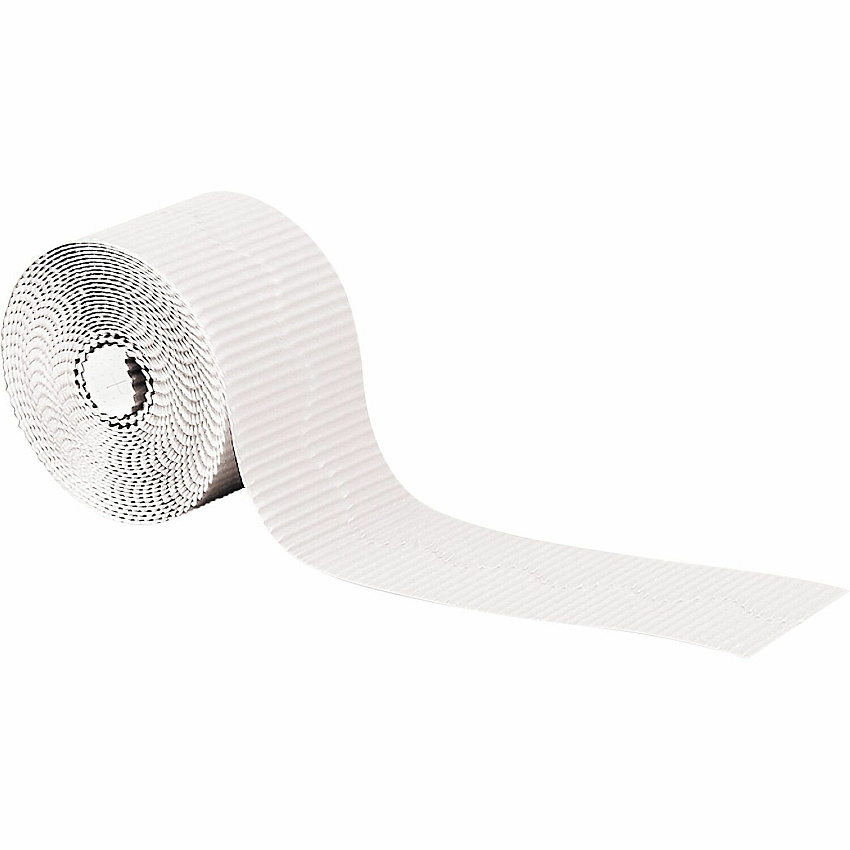 Pacon&reg; Bordette Decorative Borders Skill Learning: Decoration - Pre-scalloped Shape - Fade Resistant, Sturdy, Recyclable, Corrugated - 2.25" Width x 600" Length - White - 1 Roll (P0037016)