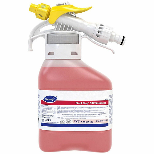 Diversey Final Step 512 Sanitizer For Multi Surface, Multipurpose - Concentrate - Liquid, Spray - 50.7 fl oz (1.6 quart) - 7.9 pH - Quaternary Scent - Kosher, Spill Proof, Easy to Use, Rinse-free - Red - 1 Carton (5753116)