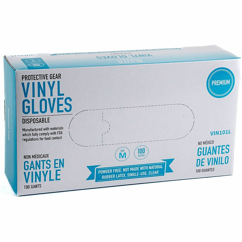 Remcoda Powder-Free Vinyl Gloves 3 mil Thickness - Medium Size - For Right/Left Hand - Vinyl - Clear - Comfortable, Latex-free - 100 / Box (VIN101M)