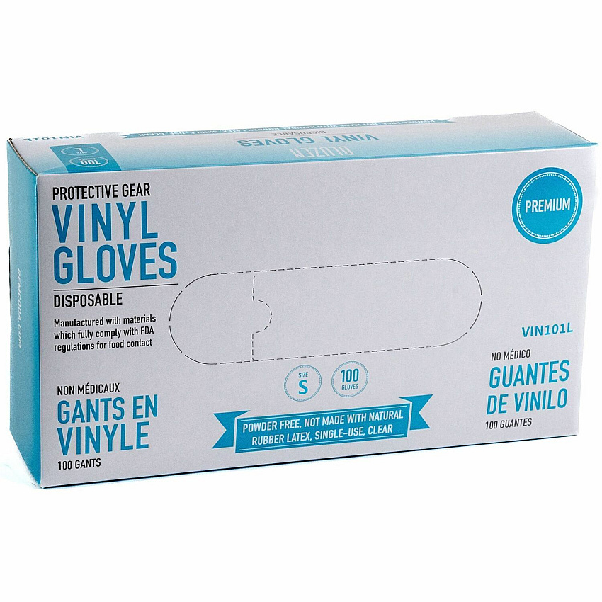 Remcoda Powder-Free Vinyl Gloves 3 mil Thickness - Small Size - For Right/Left Hand - Vinyl - Clear - Comfortable, Latex-free - 100 / Box (VIN101S)