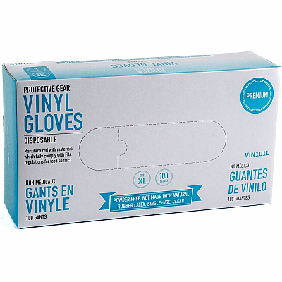 Remcoda Powder-Free Vinyl Gloves 3 mil Thickness - X-Large Size - For Right/Left Hand - Vinyl - Clear - Comfortable, Latex-free - 100 / Box (VIN101XL)