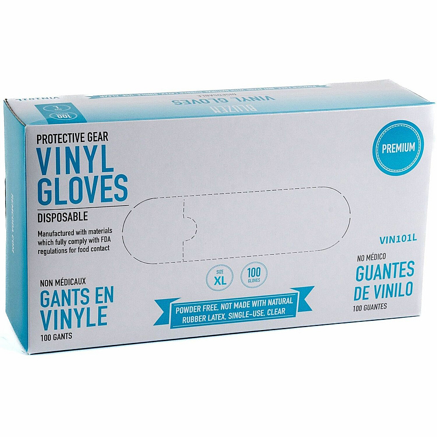 Remcoda Powder-Free Vinyl Gloves 3 mil Thickness - X-Large Size - For Right/Left Hand - Vinyl - Clear - Comfortable, Latex-free - 100 / Box (VIN101XL)