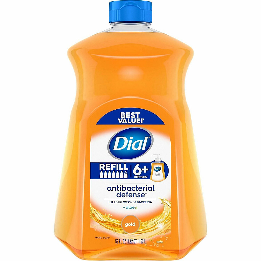 Dial Antibacterial Defense Liquid Hand Soap Fresh Scent - 1.63 quart - Pump Dispenser - Bacteria Remover - Hand, Skin - Antibacterial - Gold - Recycled - Cruelty-free, Paraben-free, Phthalate-free, Silicone-free, pH Balanced, Sulfate-free - 1 Each (17014)