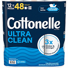 Cottonelle Ultra Clean Toilet Paper 1 Ply - White - Paper - 12 / Pack (55489)