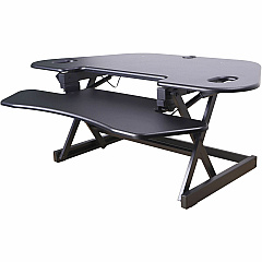 Rocelco CADR-46 Corner Sit-to-Stand Desk Riser 40 lb Load Capacity - 23.20" Height x 45.50" Width - Desk - Black - For Monitor, Notebook, Keyboard - Extendable, Ergonomic, Keyboard Tray, Handle, Grommet, Cable Management, Built-in USB Port, El (RCADRB46A) Rocelco CADR-46 Corner Sit-to-Stand Desk Riser 40 lb Load Capacity - 23.20" Height x 45.50" Width - Desk - Black - For Monitor, Notebook, Keyboard - Extendable, Ergonomic, Keyboard Tray, Handle, Grommet, Cable Management, Built-in USB Port, El (RCADRB46A)