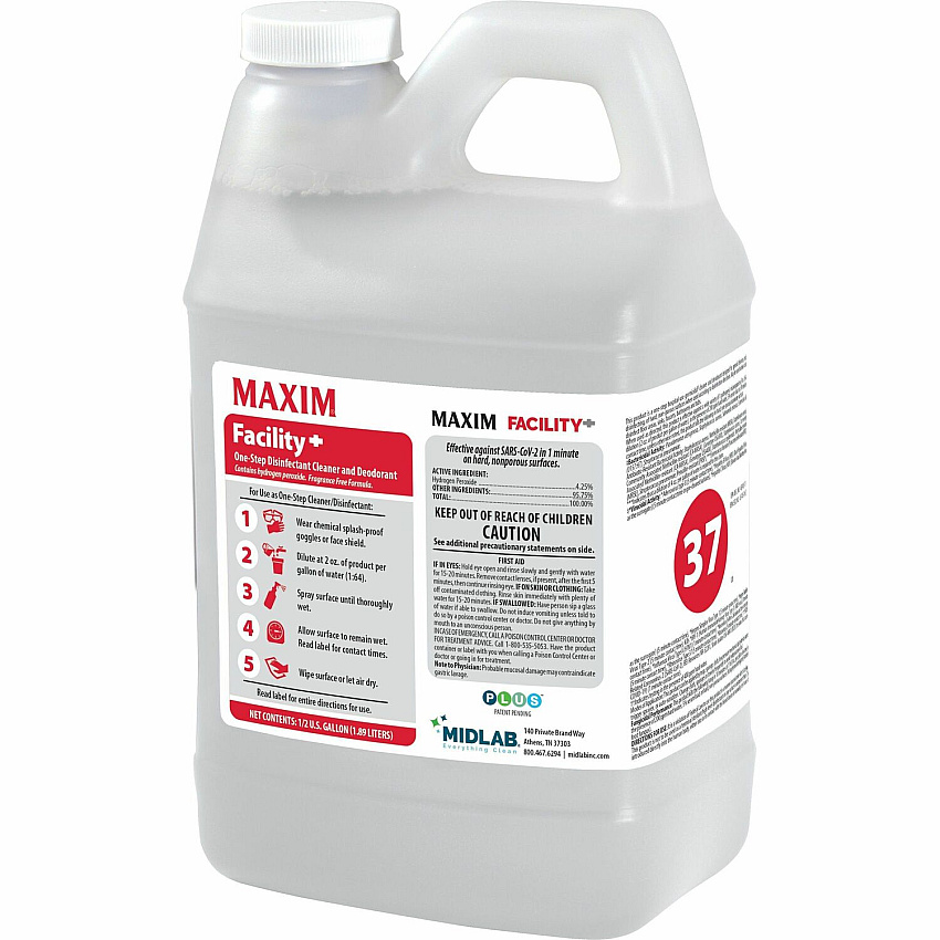 Maxim One-Step Disinfectant/Cleaner/Deodorant For Hard Surface, Nonporous Surface, Hospital, Food Service, Cruise Ship, Hotel, School, Office, Public Building - Concentrate - Spray - 64 fl oz (2 quart) - Deodorant, Disinfectant - Colorless - 4 (04620065T)