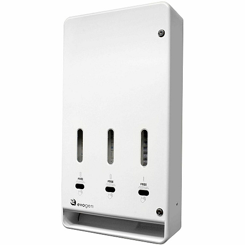 Hospeco Evogen Sanitary Napkin/Tampon Dispenser 5.4" Width x 28.6" Height x 15.4" Length - White - Metal - 1 Each (EVNT6)