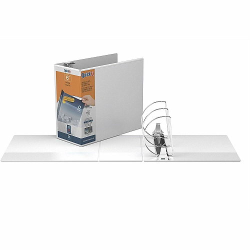 QuickFit View Binder, 3-Ring Binder, Angle D Ring, 6 Inch, White 6" Binder Capacity - Letter - 8 1/2" x 11" Sheet Size - 1350 Sheet Capacity - 3 x 6" Ring - Fastener: D-Ring - Pocket: 2, Inside Front & Back - Polypropylene - White - Recycled - He (870800)