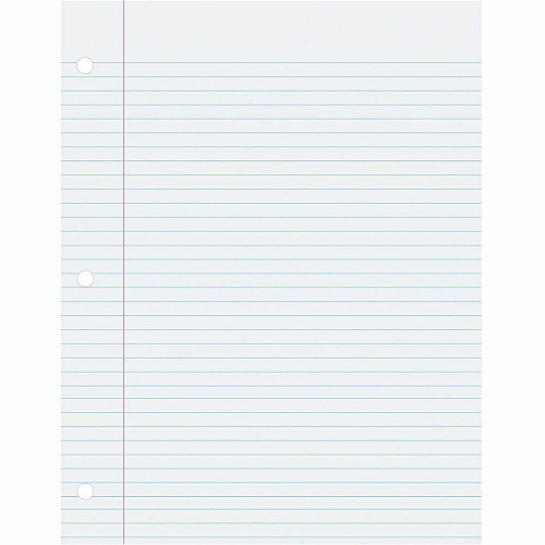 Pacon College-Ruled Filler Paper 500 Sheets - Ruled Red Margin - 3 Hole(s) - 8 1/2" x 11" Sheet Size - White Paper - Smooth, Hole-punched, Recyclable - 1 Pack (P2405)