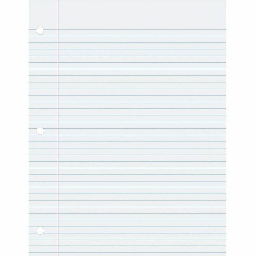 Pacon College-Ruled Filler Paper 500 Sheets - Ruled Red Margin - 3 Hole(s) - 8 1/2" x 11" Sheet Size - White Paper - Smooth, Hole-punched, Recyclable - 1 Pack (P2405)
