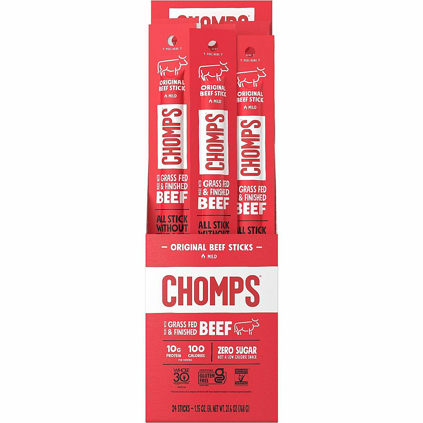 CHOMPS Original Beef Snack Sticks Gluten-free - Original Beef Jerky - 1.15 oz - 24 / Pack (CO24)