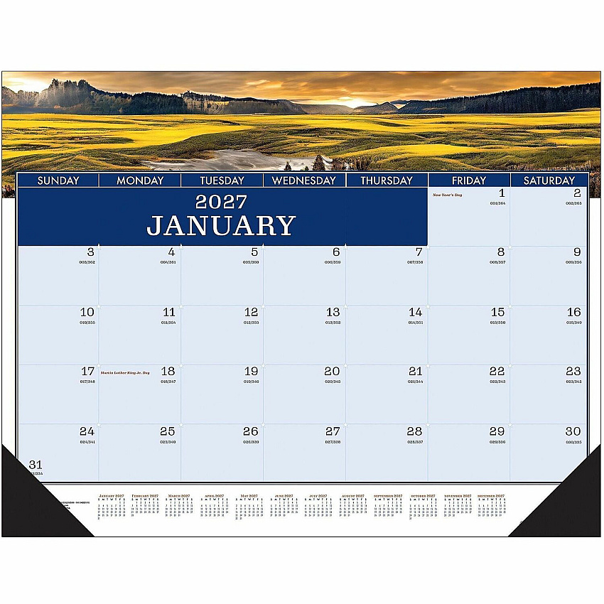 House of Doolittle Recycled Americana Monthly Desk Pad Julian Dates - Monthly - 12 Month - January 2027 to December 2027 - 1 Month Single Page Layout - 22" x 17" Sheet Size - 2" x 2.50" Block - Desk Pad - Multi - Paper - 1 Each (141)