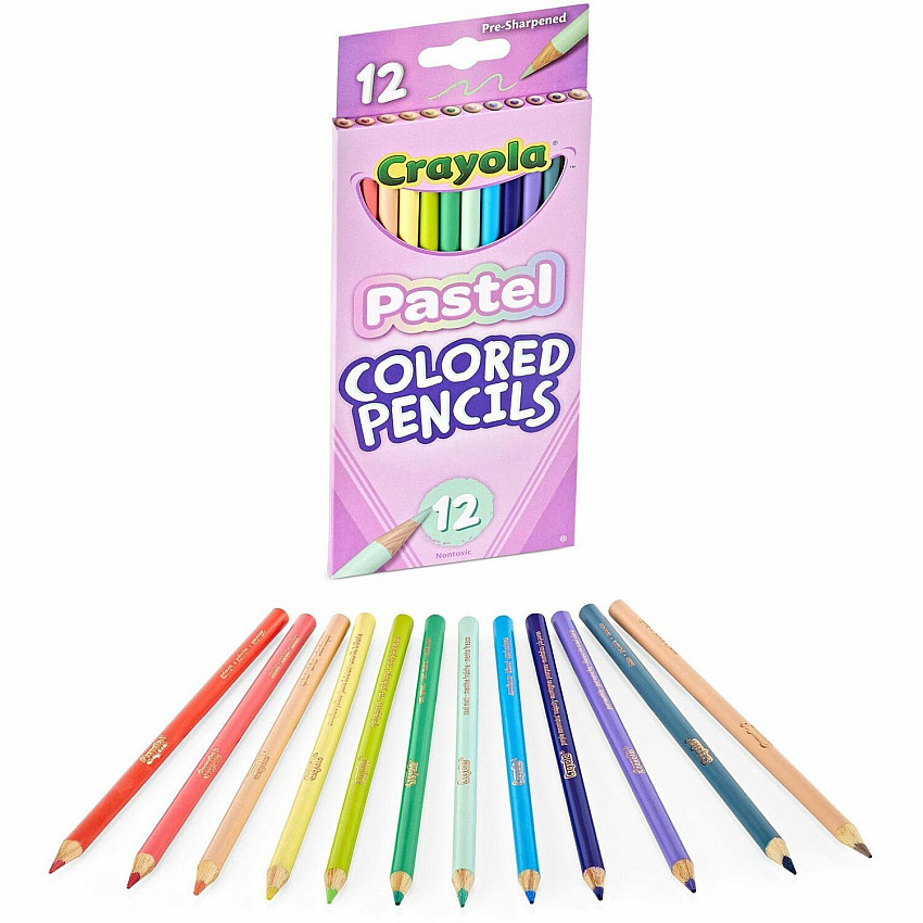 Crayola Presharpened Colored Pencils 3.3 mm Salmon, Apricot, Spring Green, Sea Green, Periwinkle, Sand, Unmellow Yellow, Cool Mint, Cornflower, Purple Mountains Majesty, Slate Lead - 1 Each (682030)