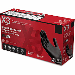 X3 Industrial Black Nitrile Disposable Gloves (BX342100)
