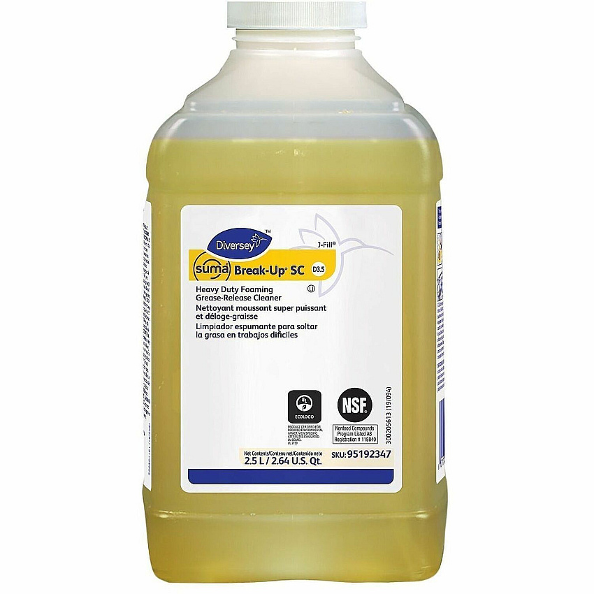 Suma Break-Up SC D3.5 For Multipurpose - Ready-To-Use/Concentrate - Liquid - 84.5 fl oz (2.6 quart) - 11.36 to 13.9 pH - Surfactant Scent - Kosher, Solvent-free, Rinse-free, Heavy Duty - Yellow - 2 / Carton (95192347)