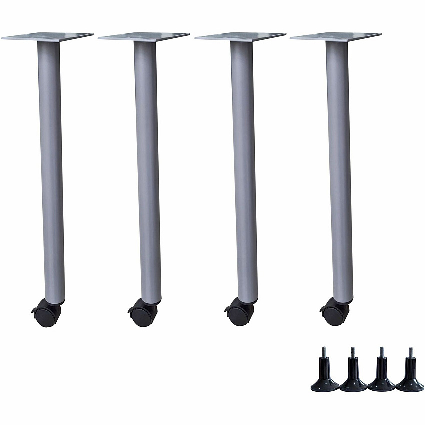 Lorell Invent Training Table Components Silver Post Leg Base - 4 Legs - 28.50" Height x 5.80" Width x 5.80" Depth - Training - Assembly Required - 4 / Set (LLR60804)