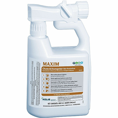 Midlab Chute and Dumpster Odor Neutralizer For Garbage Can, Food Service - Concentrate - 32 fl oz (1 quart) - Deodorize, Odor Neutralizer - White - 4 / Carton (56350008)