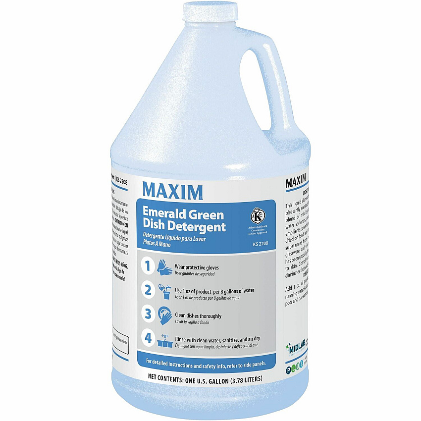Midlab Liquid Dish Detergent For Dish - Concentrate - Liquid - 128 fl oz (4 quart) - Herbal Bouquet Scent - Pleasant Scent, Water Softening - White - 4 / Carton (22080041)