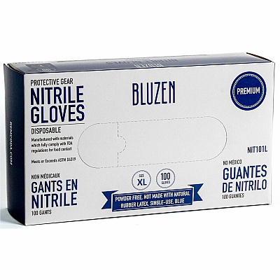 BLUZEN Extra-Strength Nitrile Gloves 4 mil Thickness - Chemical Protection - X-Large Size - For Right/Left Hand - Nitrile - Blue - Durable, Comfortable, Extra Strength, Snug Fit, Chemical Resistant - 100/Box - 10 / Carton (NIT103XLCT)