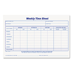 TOPS Weekly Time Sheets, 5.5 x 8.5, 1/Page, 50 Forms/Pad, 2 Pads/Pack (30071)